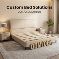 Base de Cama Moderna Baja, Tapizada en Cuero Genuino de Lujo, con Estructura de Madera y Garantía de 10 Años para Dormitorio de Villa