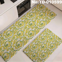 Ensemble de tapis de cuisine imperméables modernes et minimalistes à motifs floraux, tapis de couloir marron foncé, tapis antidérapant anti-fatigue
