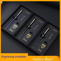 Stylo plume en métal gravé de luxe, coffret cadeau d'affaires haut de gamme, logo personnalisé, stylos à signature, pointe dorée pour hommes
