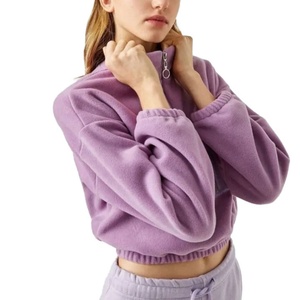 Chaqueta de Forro Polar con Cierre de Cremallera de Invierno Personalizada al por Mayor, Chaquetas de Forro Polar con Media Cremallera, Suéter Tipo Pullover, Chaqueta para Mujer - Product Image 4
