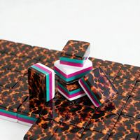 Ensemble de Mahjong Américain Moderne de Luxe, Tuiles de Mahjong en Acrylique Effet Écaille de Tortue à 4 Couches, Logo Personnalisé, Haut de Gamme, Finition Frotteuse à la Main, Pliable