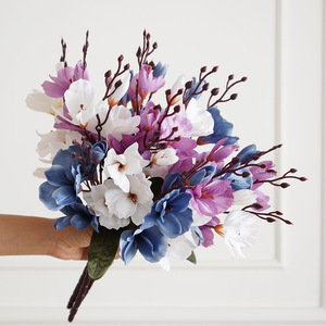 Bouquet de fleurs de magnolia artificielles en soie, fait main, décoration de mariage et de maison, style naturel - Product Image 4