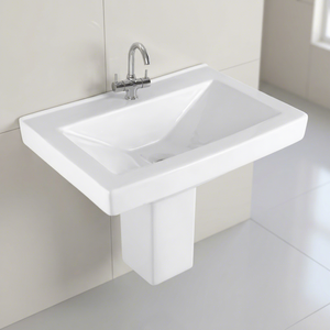 Lavabo rond en granit avec support en pierre, évier demi-pied écologique pour salle de bain, idéal pour hôpitaux et centres commerciaux - Product Image 2