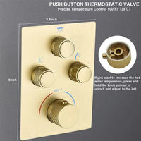 Vente chaude noir mat 16 "et 6" pommeau de douche pluie monté au plafond 3 voies vanne de douche thermostatique ensembles de système de douche salle de bain