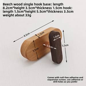 Crochets nordiques créatifs <span class=keywords><strong>en</strong></span> bois <span class=keywords><strong>massif</strong></span> crochets de rangée de sucette crochets d'entrée de mur <span class=keywords><strong>en</strong></span> bois pas besoin de percer des cintres - Product Image 6