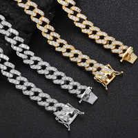 Hip Hop 10mm Zircon Chaîne Cubaine Ouvert Chrome Rose Coeurs En Forme De Collier De Mode Bijoux Colliers En Gros Colliers pour Femmes
