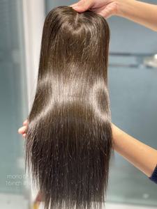 Listo Para Enviar Sedoso Recto Color Natural 6X7 Base Mono Con Trama Abierta Pelo Europeo Topper Para Mujeres 16 Pulgadas En Stock - Product Image 3