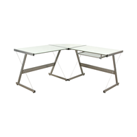 Bureau d'ordinateur en verre en forme de L convertible commercial Mobilier confortable et élégant