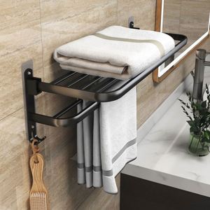Toallero Plegable de Colores, Diseño Moderno, Soporte de Pared de Aluminio, Sin Perforaciones, Almacenamiento para Baño y Apartamento - Product Image 4