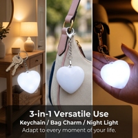 Porte-clés LED personnalisé en forme de cœur, veilleuse rechargeable par USB, sensible au toucher, pendentif de sac, décoration, cadeau