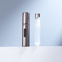 Flacons de parfum en aluminium rechargeables gris bronze de 5 ml à double fond transparent, mini atomiseurs vides