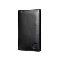 Portefeuille unisexe en cuir véritable de luxe, design à simple pli, logo personnalisable, avec doublure en nylon