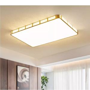 Plafonnier LED nordique tout en cuivre postmoderne pour chambre à coucher, luxe élégant, salon, bureau, simple, chaleureux, alimentation CA - Product Image 3