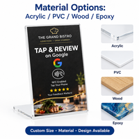 Support de menu NFC Google Review en PVC et acrylique personnalisé pour avis Google et cartes de bus, personnalisable pour entreprise