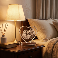 Trofeo de Cristal K9 en Forma de Corazón en Blanco de Alta Calidad, Grabado Láser Personalizado, Impresión UV para Ceremonia de Premiación, Minimalista