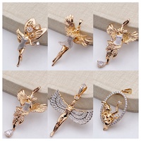 Bijoux XUPING, pendentif vintage ailes d'ange en zircon, pendentif elfe plaqué or bicolore, bijoux élégants et raffinés pour tous les jours