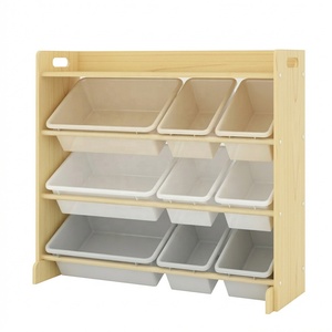 Portatile <span class=keywords><strong>montessori</strong></span> baby children room 9 plastic bin storage cabinet tubo di metallo legno giocattoli per bambini organizer shelf - Product Image 3