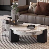Moontree Table basse design italienne légère et luxueuse en marbre Table basse minimaliste pour petit salon maison Table basse moderne de forme spéciale