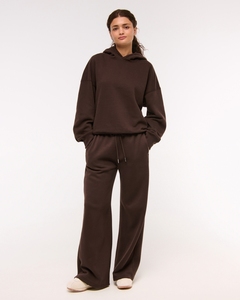 Sudadera con capucha Leduo personalizada para mujer, holgada, corta, color marrón sólido, informal, de manga larga - Product Image 1