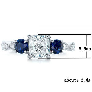 Anello di fidanzamento con diamante taglio Princess F157 in oro bianco con pavé, gioielli raffinati da donna - Product Image 5