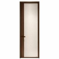 Porte intérieure avec poignée à levier, cadre en aluminium bronze aux couleurs personnalisées, verre givré texturé, design minimaliste