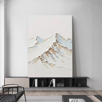 Peinture à l'huile abstraite de montagne enneigée texturée 3D 100 % peinte à la main, taille personnalisée, cadre en bois, toile murale – Nouveauté 2026, Offre Spéciale