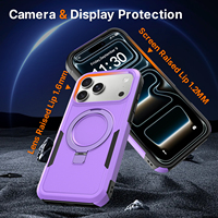 Étui de protection haut de gamme violet pour iPhone 17 18 Pro Max, antichoc, magnétique, avec support de téléphone intégré