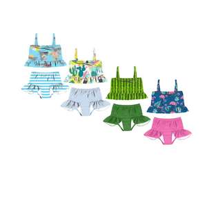 YZA-022 Maillot de bain d'été pour bébés filles, sans manches, à rayures, deux pièces, bikini de plage - Product Image 1