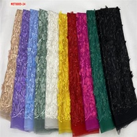 Chine fabricant brodé Floral 3d fleur dentelle tissu pour robe de soirée de mariage Tulle élégant perles perlé dentelle tissu