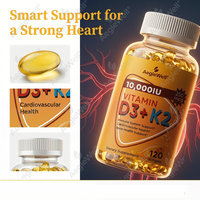 Etiqueta privada Vitamina D3 K2 , 120 Cápsulas blandas de aceite de coco Vitaminas D Fuerza máxima Soporte para huesos, corazón, inmunidad y calcio