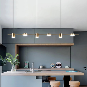 Lámpara de Techo LED Nórdica para Comedor, Lámparas Colgantes Minimalistas para Sala de Estar y Cocina, Lámpara Colgante Moderna de Barra Larga Negra y Dorada - Product Image 2