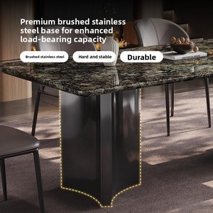 Table à manger rectangulaire en marbre de luxe naturel de <span class=keywords><strong>Dali</strong></span>, style italien minimaliste, avec chaises, mobilier de maison haut de gamme - Product Image 3