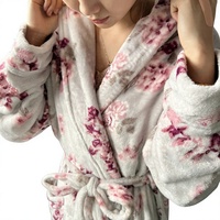 Vente directe d'usine, robe longue thermique à col roulé pour femmes, grande taille, 100% polyester, fermeture à cordon, imprimé floral, séchage rapide