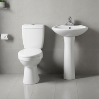 Ensemble WC moderne en céramique deux pièces allongé, à vidage en S, double chasse, auto-nettoyant, émaillé, à poser au sol, vente en gros