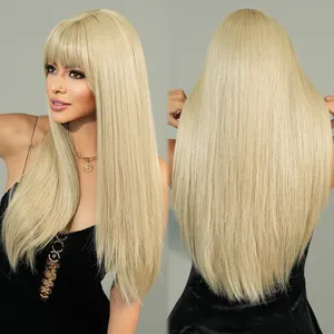 Серый светлый парик, Длинные прямые синтетические волосы с челкой, синтетический парик для женщин, для косплея, ежедневное использование Pelucas Perucas