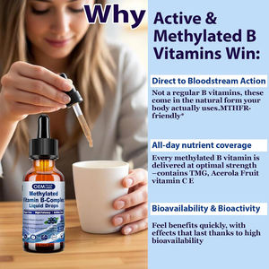 9 in 1 Methylated B <span class=keywords><strong>Complex</strong></span> Liquid Drop Methyl B Methylfolate Drops dengan Inositol Kolin TMG Vitamin C E untuk Dukungan MTHFR - Product Image 6