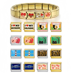 <span class=keywords><strong>Bracciale</strong></span> con Charm Italiano Personalizzato, Ciondolo <span class=keywords><strong>Rosa</strong></span> Carino a Forma di Cartone Animato, Adatto per Bracciali in <span class=keywords><strong>Acciaio</strong></span> Inox da 9mm, Gioielli Fai-da-Te per Donna - Product Image 1