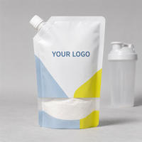 Pochette à bec verseur en poudre électrolytique blanc mat avec fenêtre, bouchon à vis et impression personnalisée VOTRE LOGO pour les marques de nutrition sportive