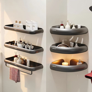Étagère <span class=keywords><strong>de</strong></span> <span class=keywords><strong>salle</strong></span> <span class=keywords><strong>de</strong></span> bain, sans perçage, à fixer au mur au-dessus du lavabo, support <span class=keywords><strong>de</strong></span> rangement pour gel douche - Product Image 1