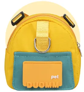 O logotipo personalizado do projeto Pet acessórios mochila nylon viagem cão caminhada saco para exterior usado com couro pet bag