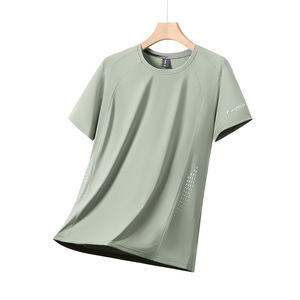 Camiseta Deportiva Casual para <span class=keywords><strong>Hombre</strong></span> 2025, de Secado Rápido, Transpirable, de Seda Helada, para Entrenamiento Físico, con Mangas Cortas para Verano - Product Image 2