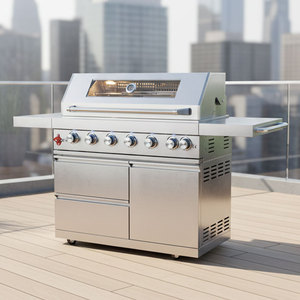 Parrilla de Gas Moderna de 6+1 Quemadores, de Acero Inoxidable de Lujo, Independiente para Exteriores, Modelo ZH601G, Configuración Libre, Combinación de Componentes - Product Image 2