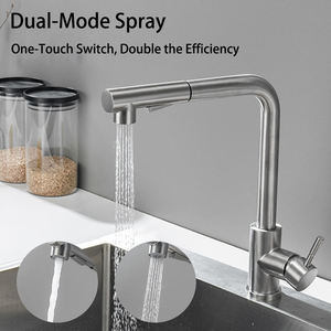 SUS 304 Pull-Down Kitchen Faucet with 360 Swivel <b>Spray</b> High-Arc Spout and Water-Efficient Stream for Modern Sinks - Product Image 6