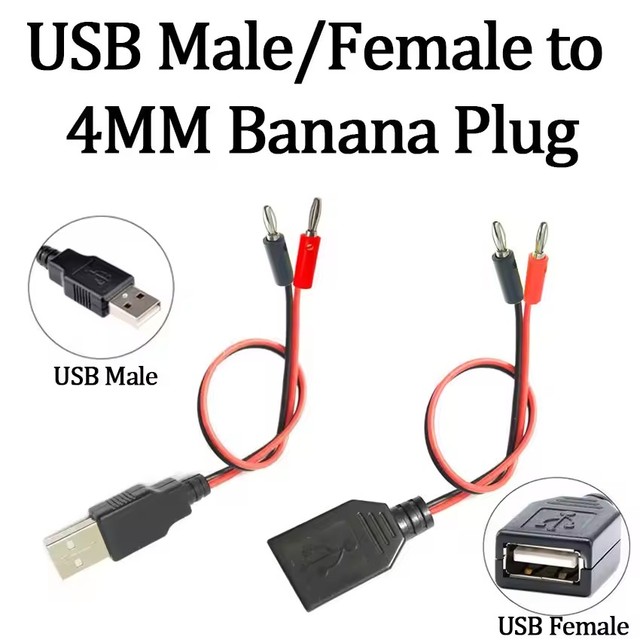 USB Male/Female to 4MM Banana Plug Test Lead A Female Charging Cable USB Socket to Banana Plug Connection Conductive Wire