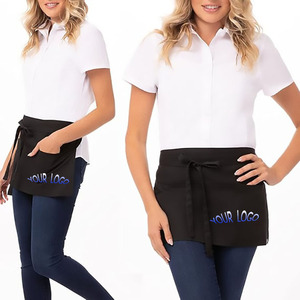 Tablier de cuisine mi-long en coton et polyester avec broderie ou impression de logo personnalisé, 3 poches, pour serveur, <span class=keywords><strong>serveuse</strong></span>, bar, café, nettoyage, chef - Product Image 2