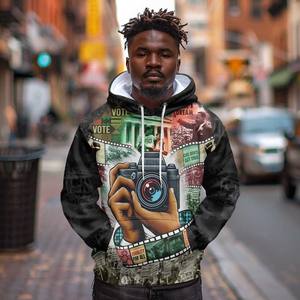 POD afro-americani leader dei diritti civili con cappuccio stampato Heritage in cornici fotografia felpe con cappuccio da uomo - Product Image 3