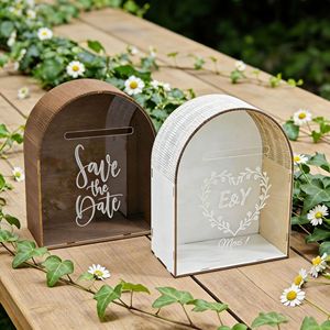 Boîte cadeau transfrontalière en bois pour cartes de vœux de mariage, boîte aux lettres de mariage créative en forme d'arche, décoration de fête. - Product Image 3