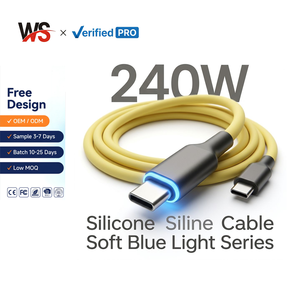 Cable <span class=keywords><strong>USB</strong></span> LED de Silicona Líquida de 240W al por Mayor, Cable de Carga Rápida RGB con Logotipo Personalizado, Tipo C a Tipo C/A a OEM - Product Image 1