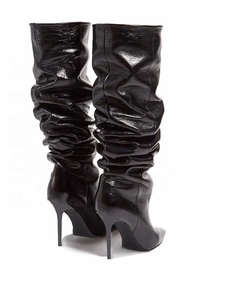 Alta calidad mujer moda Sexy pliegue sobre la rodilla diseño tacón alto <span class=keywords><strong>marca</strong></span> señoras <span class=keywords><strong>botas</strong></span> - Product Image 3