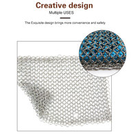 YOUJIU YJ-Chainmail Scrubber, éponge en maille métallique tissée, en acier inoxydable, facile à nettoyer, pour la cuisine